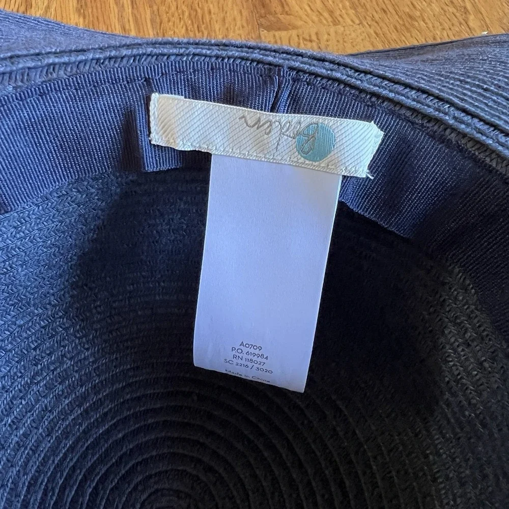 Boden Sun Hat Wide Brim Navy Vacation Beach Nautical Floppy Paper 21.5 Small/Med
